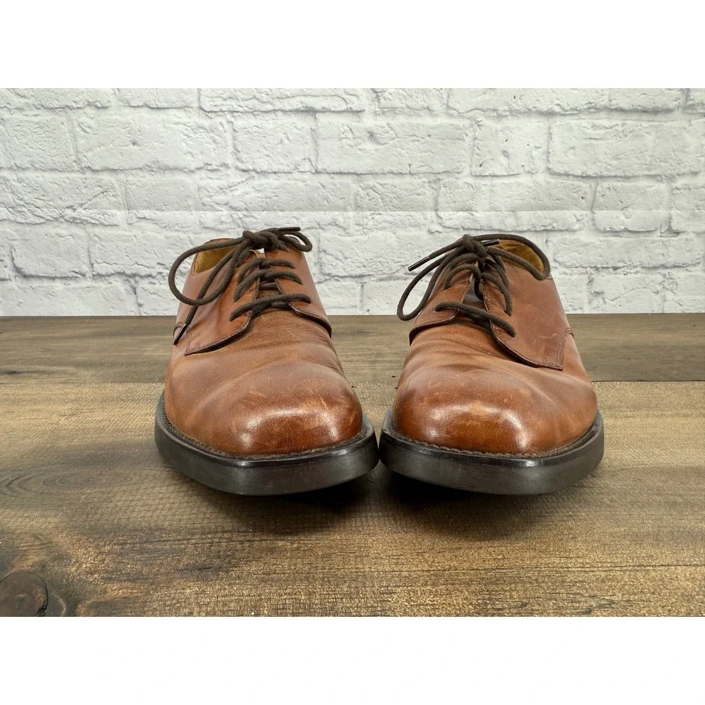 Lands End Mens Brown Leather Lace Up Oxford Dress Shoes Size 10D Classic Capsule